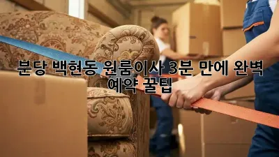 분당 백현동 원룸이사, 3분 만에 완벽 예약 꿀팁🍯